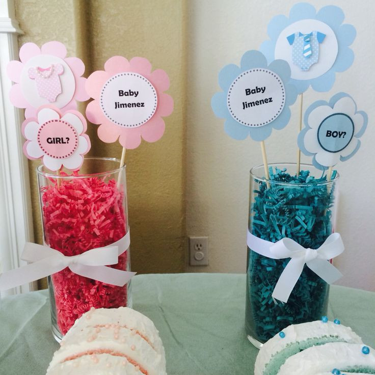 Decoration Ideas For Gender Reveal Party
 DIY centerpieces for gender reveal party