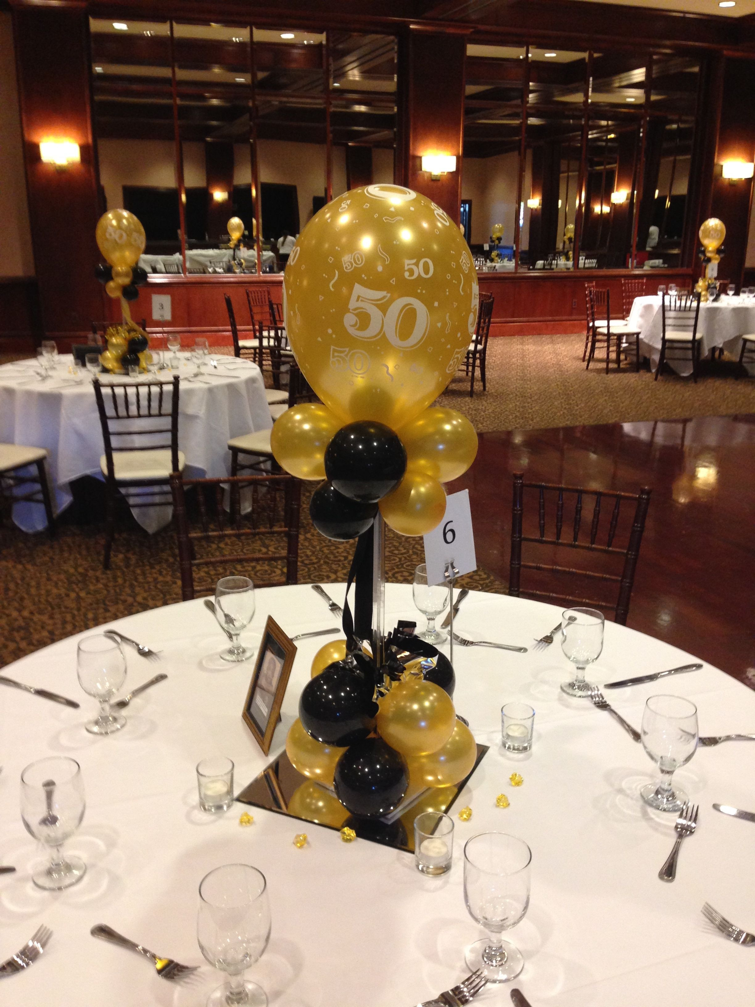 Decorations For 50Th Birthday
 Black and gold balloon centerpieces for a 50th birthday or