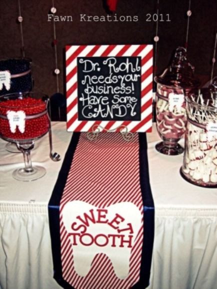 Dental School Graduation Gift Ideas
 Sweet tooth section of dental graduation party with sign