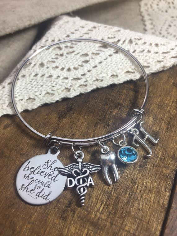Dental School Graduation Gift Ideas
 Gift for dental assistant graduation personalized bracelet DA