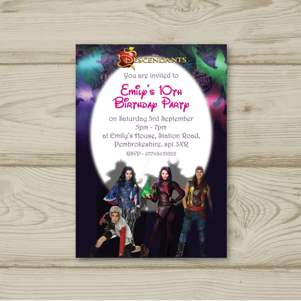 Descendants Birthday Invitations
 Disney Descendants Birthday Party Invitations Personalised