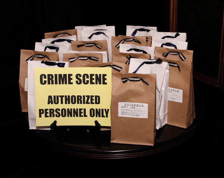Dinner Party Gift Ideas
 Murder mystery themed dinner party t bags were