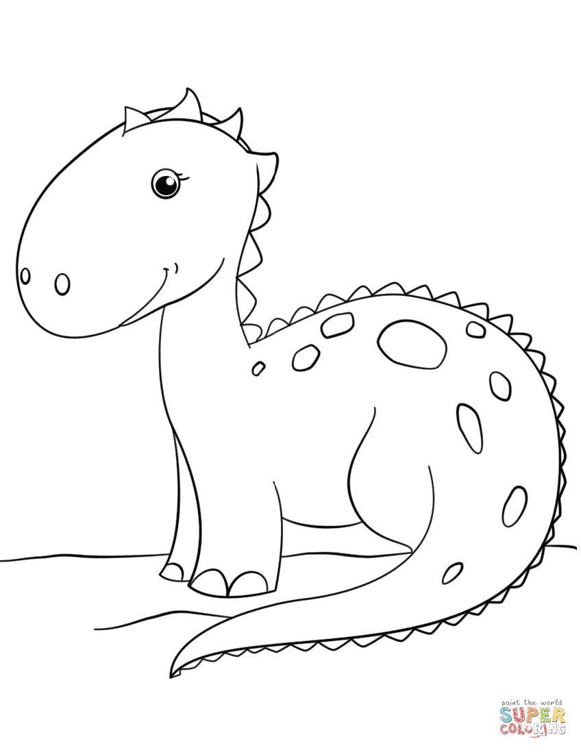 Dinosaur Printable Coloring Pages
 Cute Cartoon Dinosaur coloring page