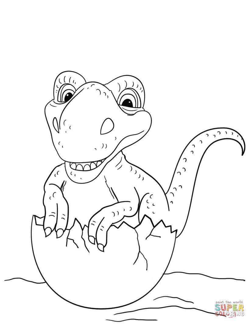 Dinosaur Printable Coloring Pages
 Dinosaur Hatching from Egg coloring page
