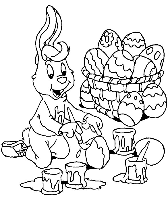 Disney Easter Coloring Pages For Boys
 Desenho de Coelho preparando ovos de Páscoa para colorir