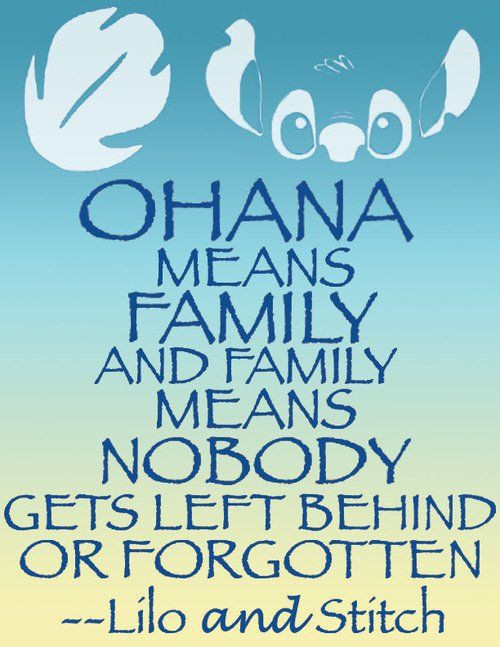 Disney Family Quotes
 Ohana means family and family means nobody s left