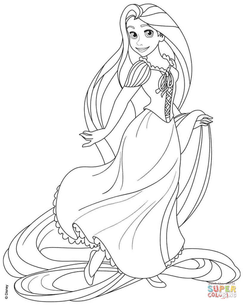 Disney Rapunzel Coloring Pages For Toddlers
 Rapunzel from Disney Tangled coloring page