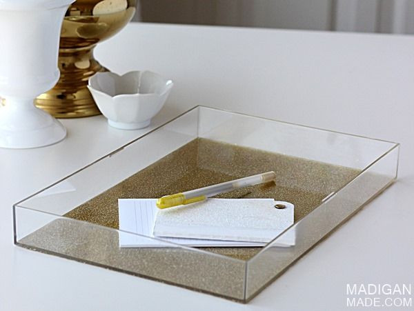 DIY Acrylic Box
 DIY acrylic tray with gold glitter bottom made from an