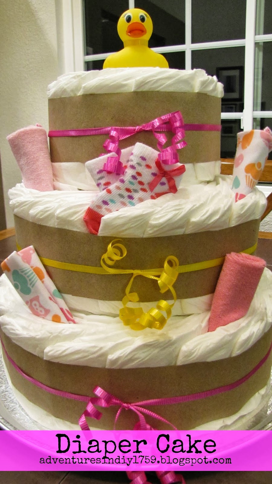 DIY Baby Shower Cake
 Adventures in DIY Baby Shower Diaper Cake