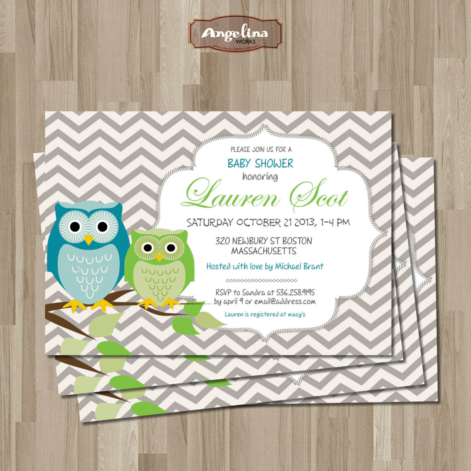 DIY Baby Shower Cards
 OWLS Baby Shower Invitation DIY card Digital Printable card
