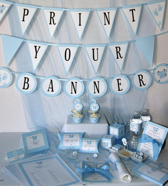 DIY Baby Shower Centerpieces Boy
 Baby Shower Printables Baby Boy Blue DIY by PressPrintParty
