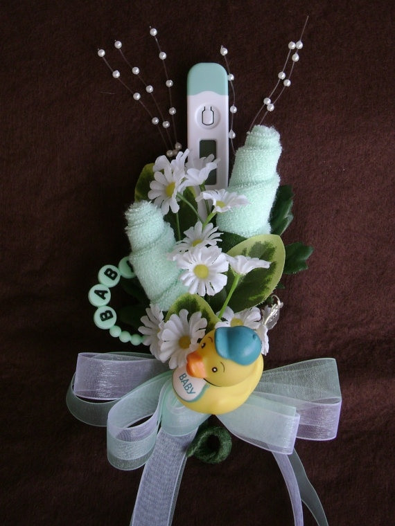 DIY Baby Shower Corsage
 Baby Washcloth Corsage Boy or Girl Baby Shower by