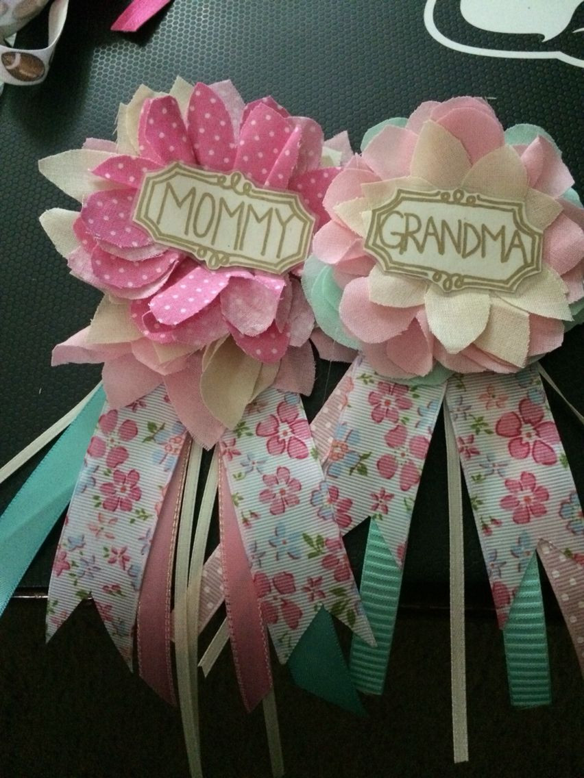 DIY Baby Shower Decorations For Girls
 Mommy and grandma corsages for Emilys baby shower