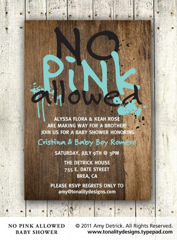 DIY Baby Shower Invitations Boy
 Baby Boy Baby Shower Invitation No Pink Allowed DIY