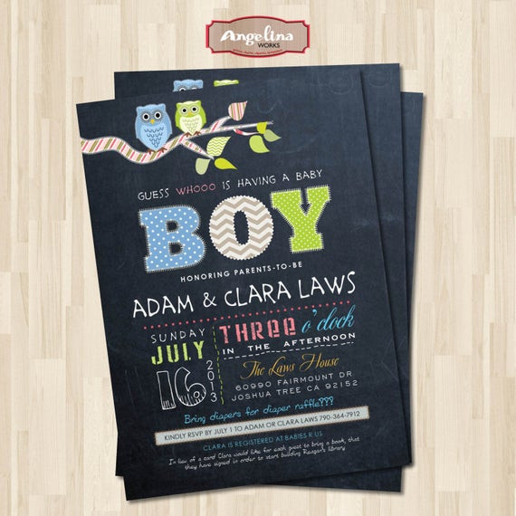 DIY Baby Shower Invitations Boy
 Chalkboard Baby Boy Shower Invitation Owls DIY by
