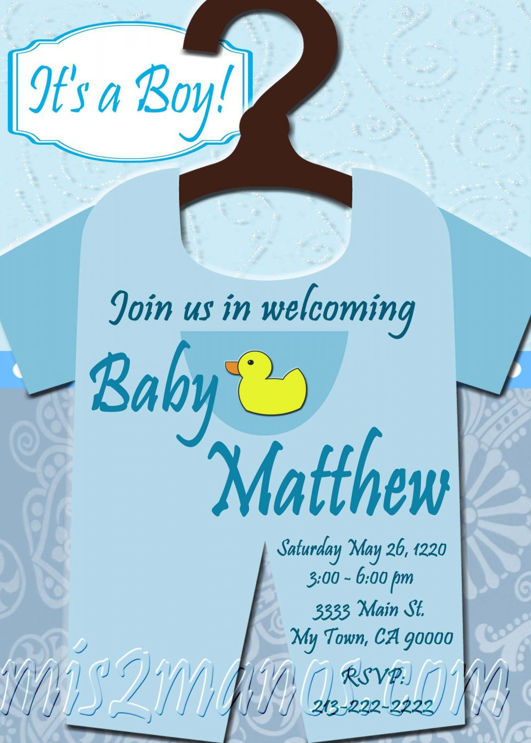 DIY Baby Shower Invitations Boy
 Baby Shower esie Invitations Printable Baby Boy custom