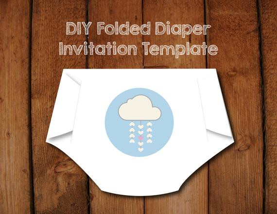 DIY Baby Shower Invitations Template
 Items similar to DIY Diaper Invitation Templates with