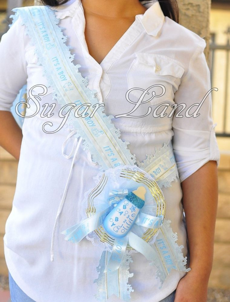 DIY Baby Shower Sash
 Baby Shower Mother Mom To Be It s A Boy Blue Sash Banner