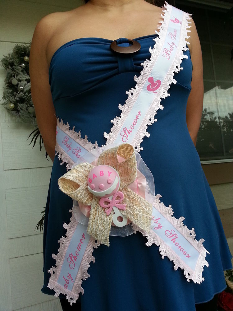 DIY Baby Shower Sash
 Baby Shower Mom To Be It s a Girl Sash Pink With Rattle