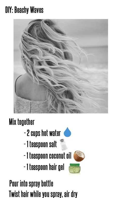 DIY Beach Hair Spray
 DIY Salt Water Spray with coconut oil