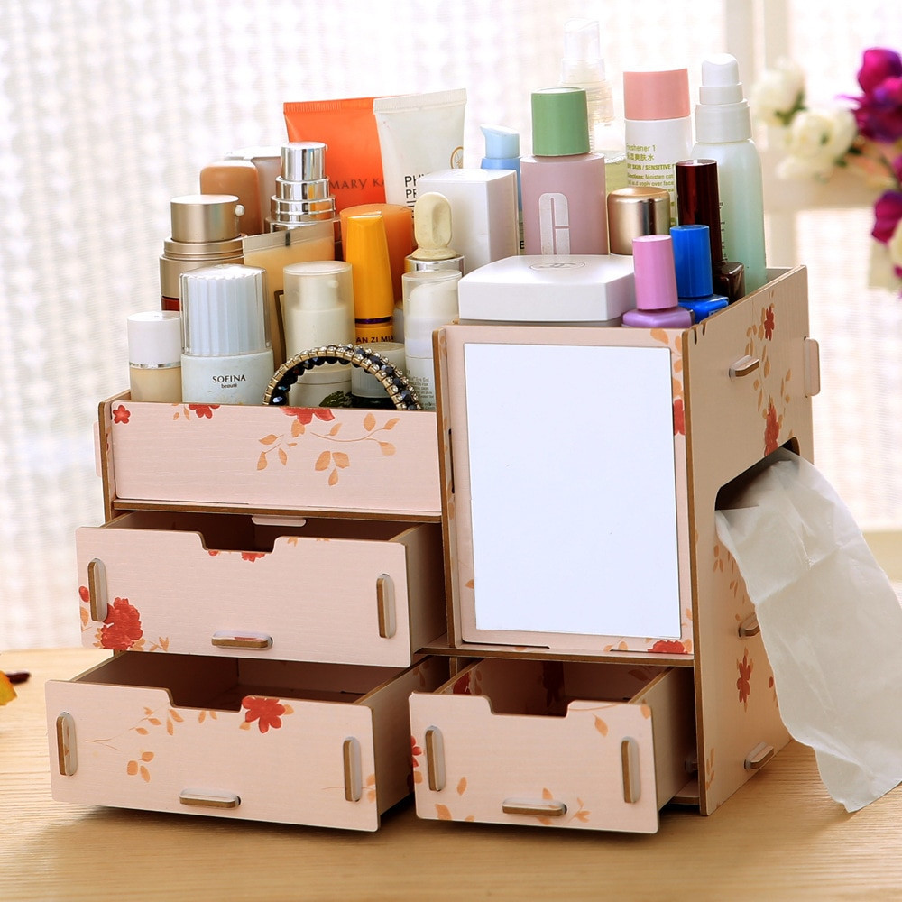 DIY Box Organizer
 New DIY Wood Makeup Organizer with Mirror Tissue Box 26 16