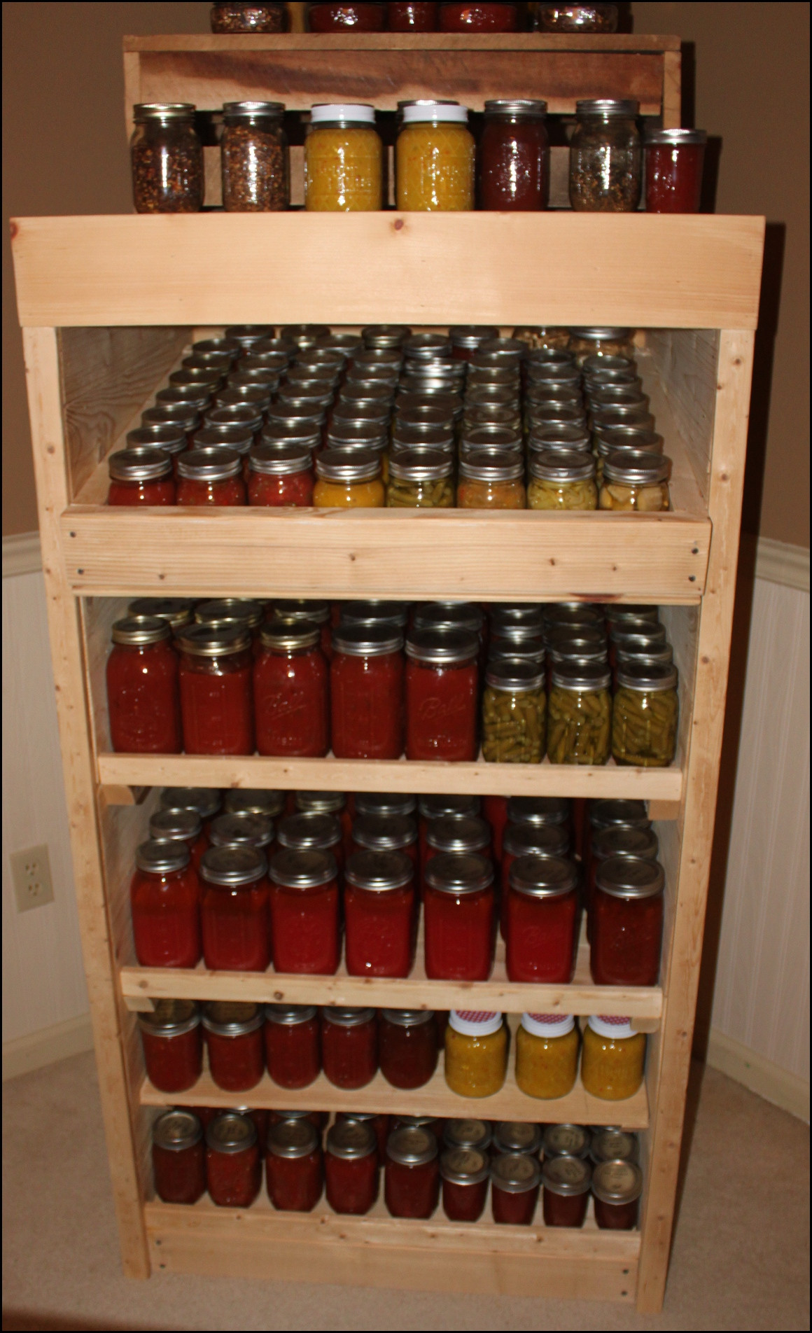 DIY Canning Rack
 Using Pallets to Build A Canning Pantry Cupboard An