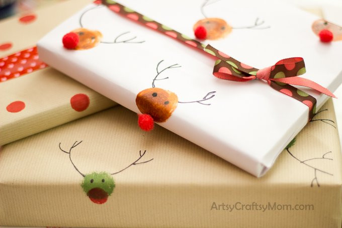 DIY Christmas Wrapping Paper
 Sponge Painted Reindeer Wrapping Paper Artsy Craftsy Mom