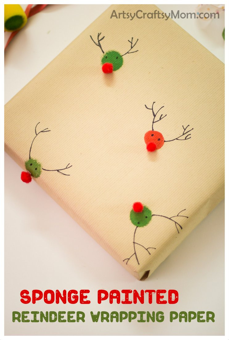 DIY Christmas Wrapping Paper
 Sponge Painted Reindeer Wrapping Paper Artsy Craftsy Mom