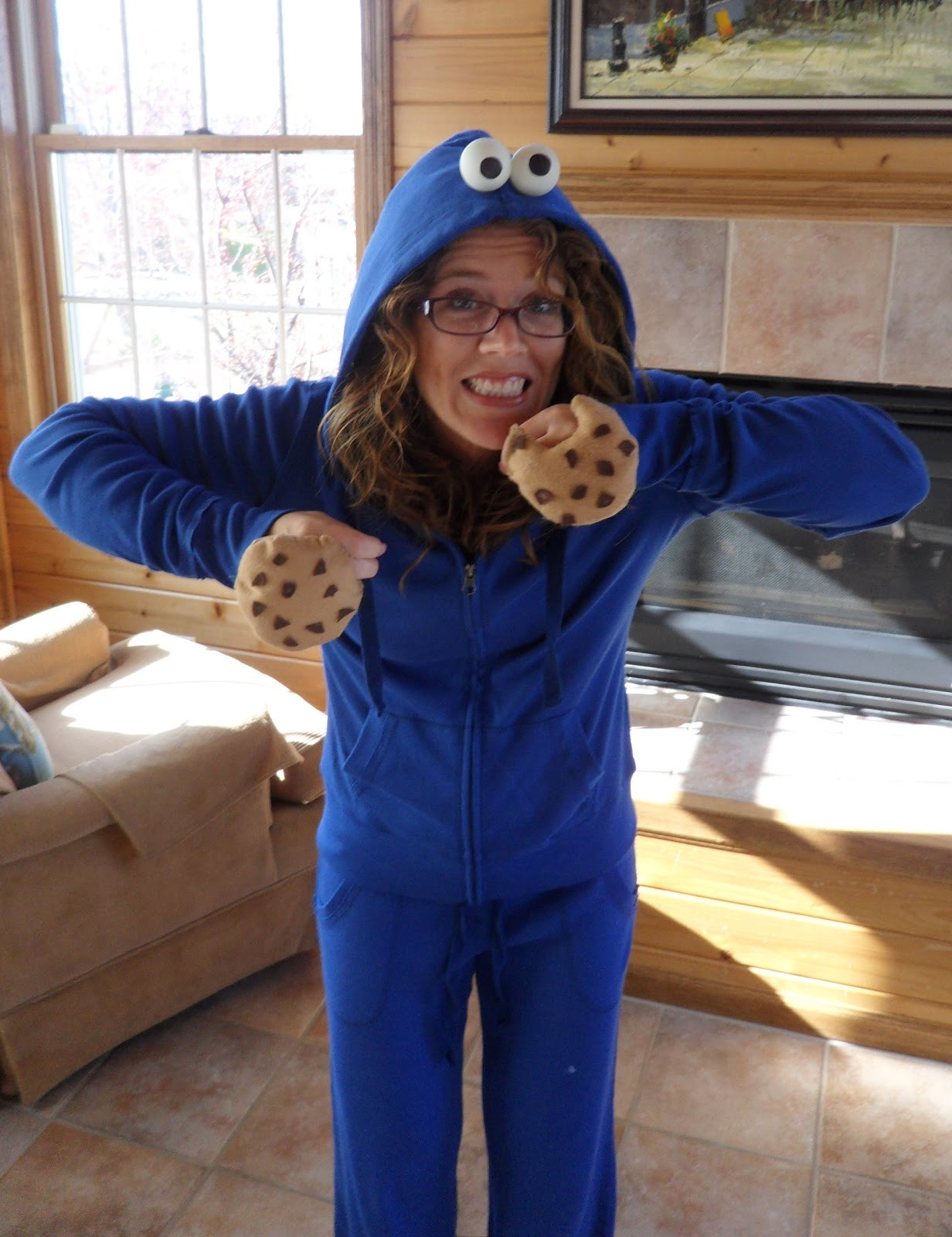 DIY Cookie Monster Costume
 Rhinestones & Pine Cones Mama s Gotta Craft