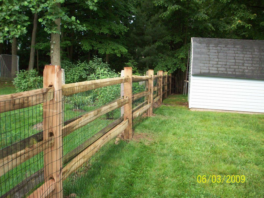 DIY Dog Fence Ideas
 3 rail split rail fencing decorative with wire fence to