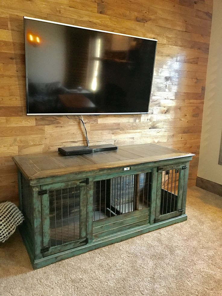 DIY Dog Pen Indoor
 Turquoise distressed double indoor dog kennel Our double