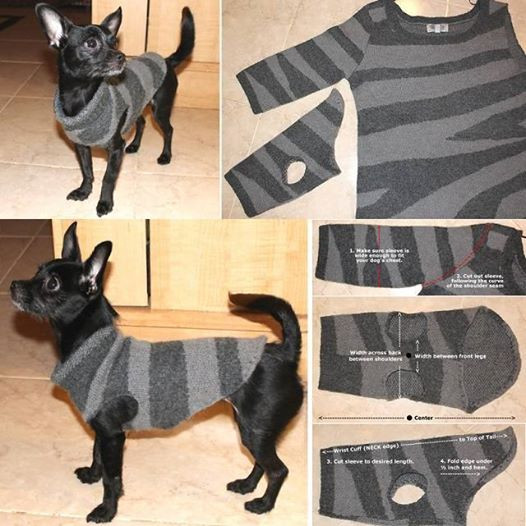DIY Dog Sweaters
 Wonderful DIY Pet Bed From Old Shirt & Sweater