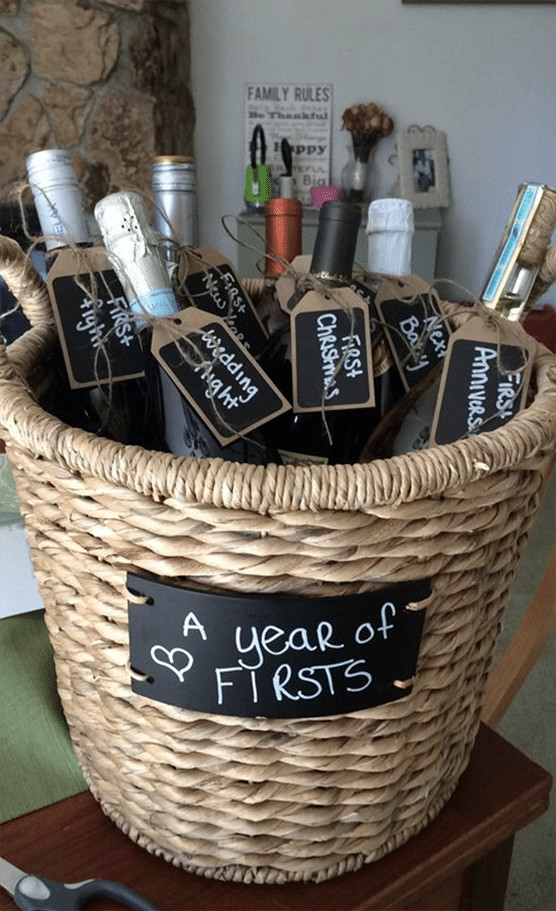DIY Engagement Gifts
 DIY Wedding Gift A Year of Firsts Wedding Gift Basket