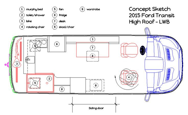DIY Floor Plans
 The actual layout plans for a luxury cargo van conversion