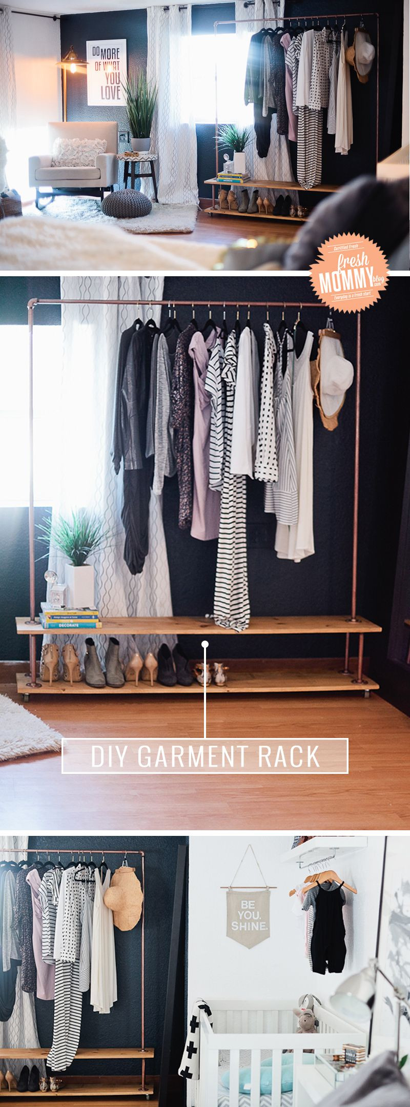 DIY Garment Racks
 Rolling DIY Garment Rack for Your Wardrobe