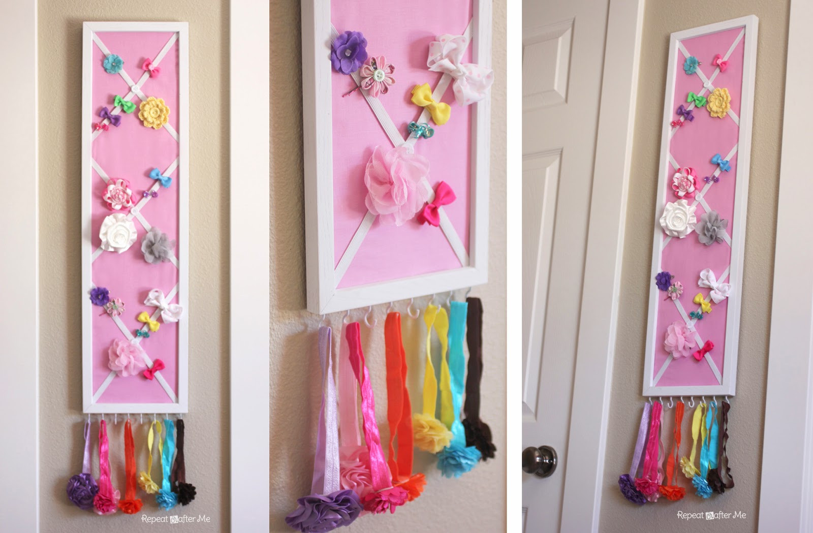 DIY Hairbow Holder
 Baby Girl Nursery DIY decorating ideas Repeat Crafter Me