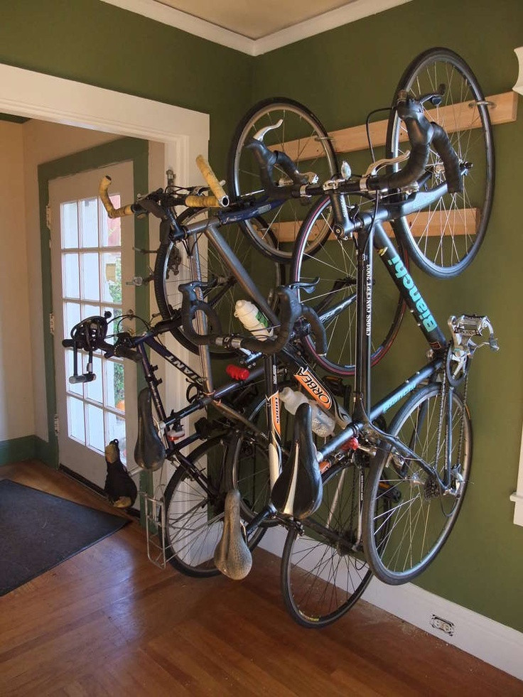 DIY Hanging Bike Rack
 wall mount bike rack