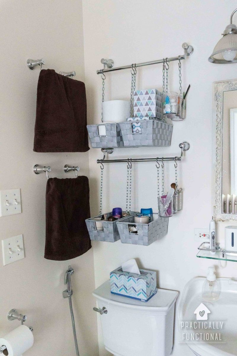 DIY Hanging Organizer
 DIY Hanging Storage Bins For Over The Toilet Storage
