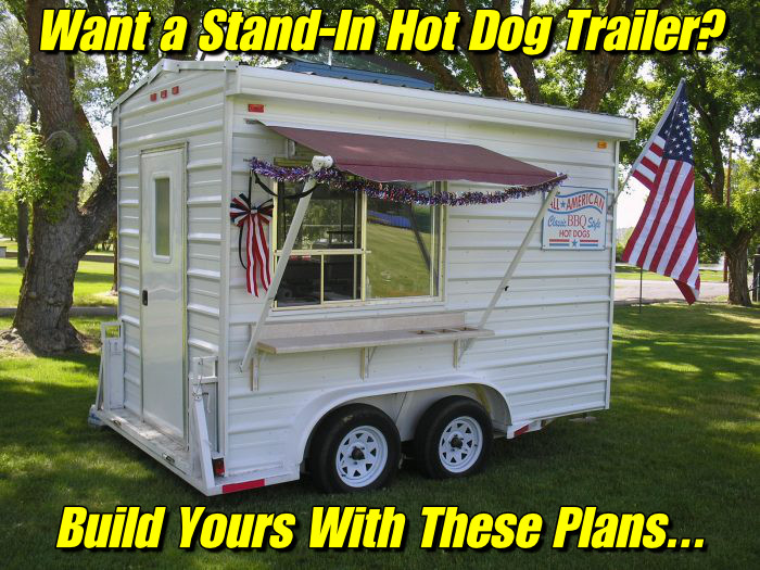 DIY Hot Dog Cart
 Home built stand in concession trailer from the E Z Built