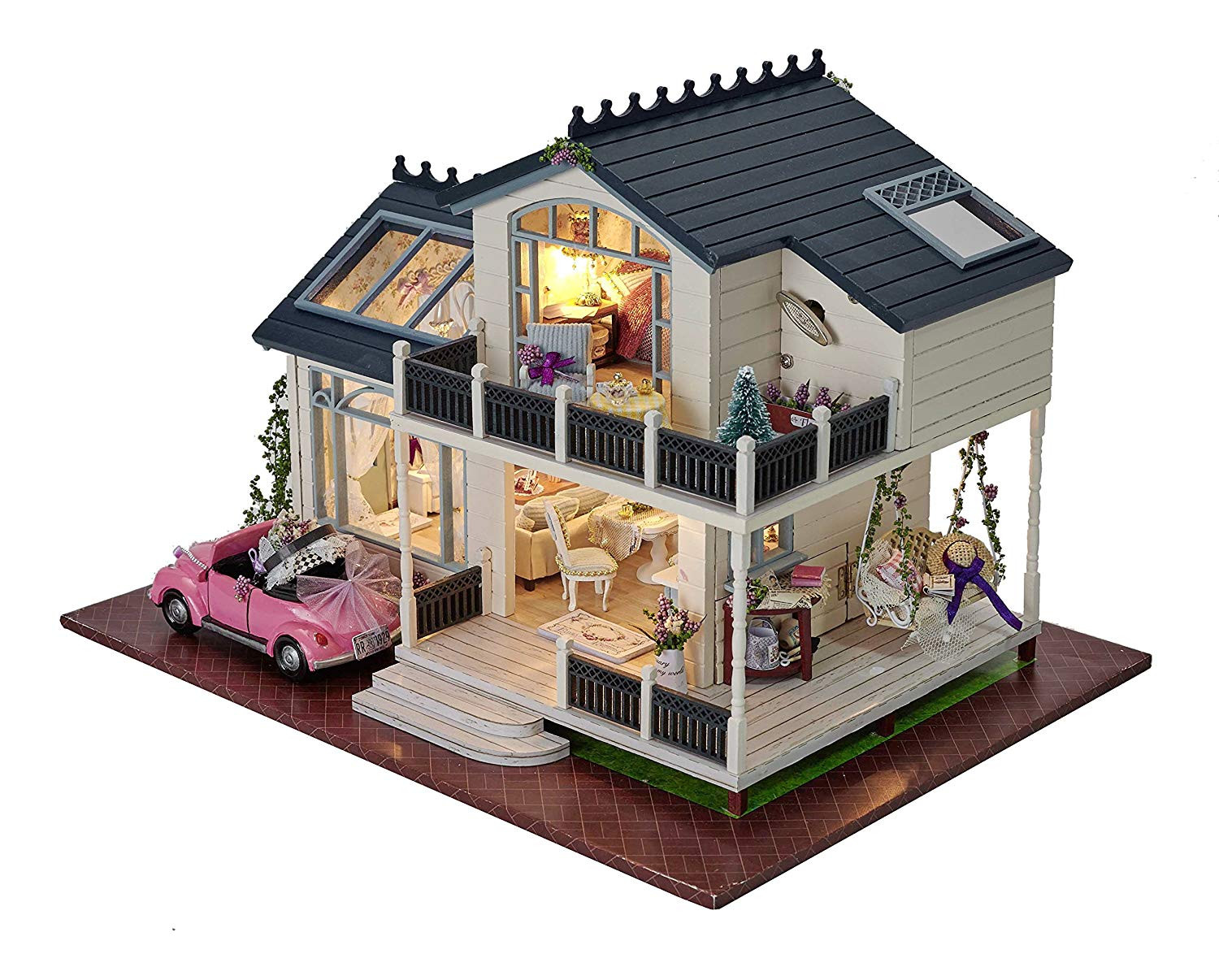 DIY House Kit
 DIY Wooden Dollhouse Miniature Kit Wood house Toy & LED