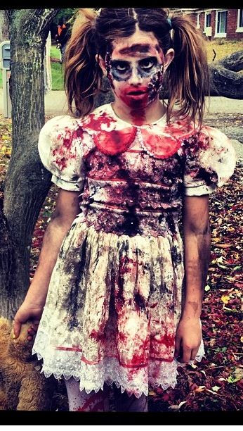 DIY Kids Zombie Costume
 Zombie costume from a thrifted dress and lots of fake