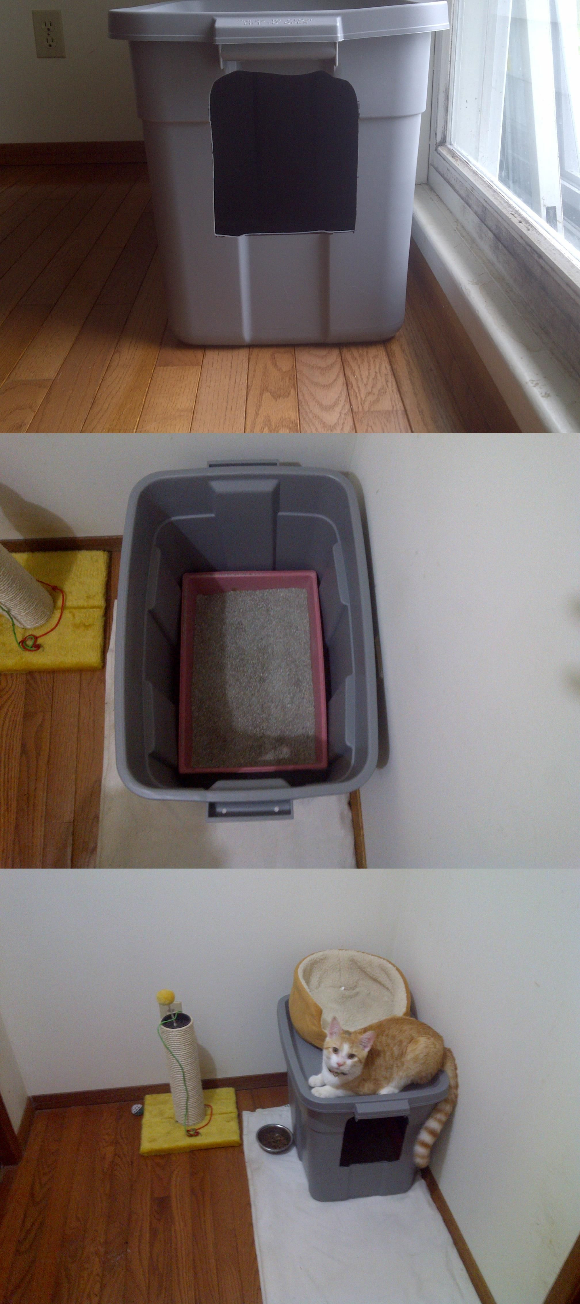 DIY Mess Free Cat Litter Box
 1☆☆No mess cat litter box sooo looking forward to not