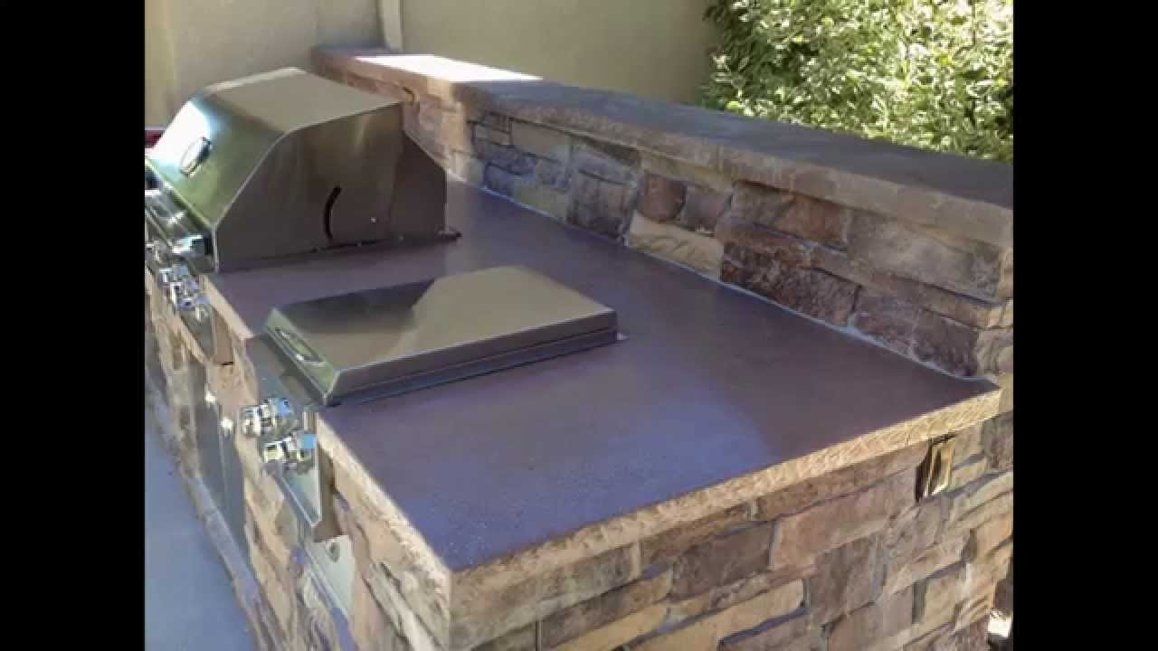 DIY Outdoor Bbq Island
 Outdoor BBQ Island outdoor kitchen concrete countertop