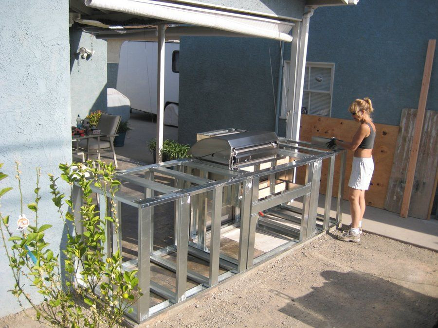 DIY Outdoor Bbq Island
 Resplendent Outdoor Kitchen Frame Plans With Minimalist