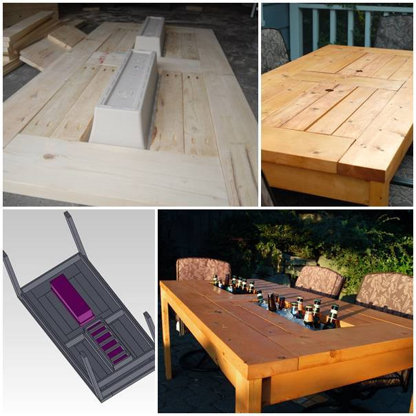 DIY Outdoor Cooler Table
 DIY Patio Table with Built in Beer Wine Coolers