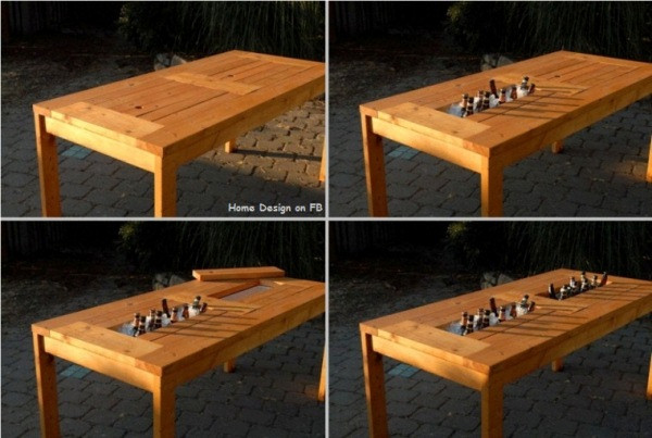DIY Outdoor Cooler Table
 DIY Patio Table with Built in Beer Wine Coolers