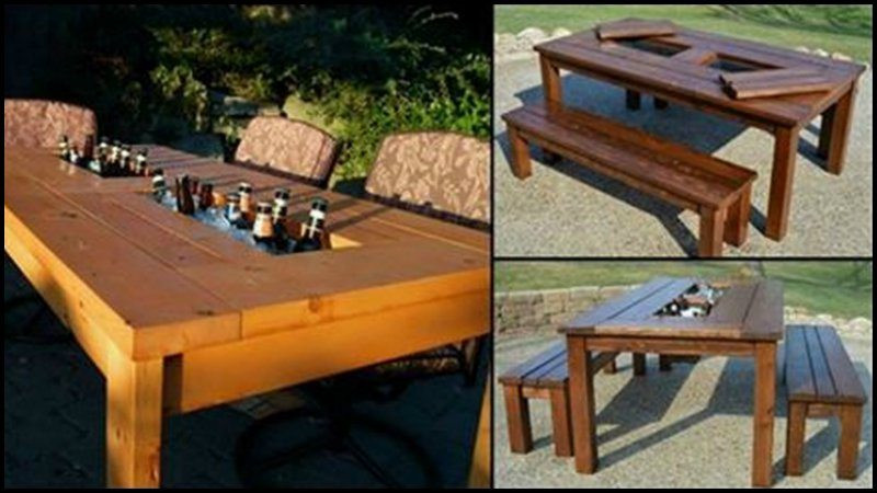 DIY Outdoor Cooler Table
 DIY Patio Table with Built in Beer Wine Coolers – The