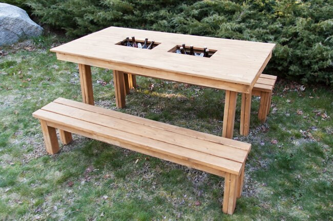 DIY Outdoor Cooler Table
 DIY Patio Table w Built in Beer Wine Coolers