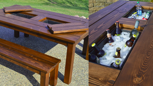 DIY Outdoor Cooler Table
 DIY Patio Table With Built In Drink Cooler
