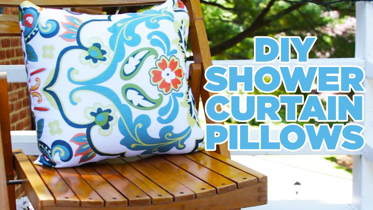 DIY Outdoor Cushions Using Shower Curtain
 Turn A Shower Curtain Into Outdoor Pillows